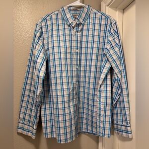 Duluth Trading Co Blue and White Checkered Men's Shirt
